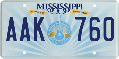 MS license plate AAK760