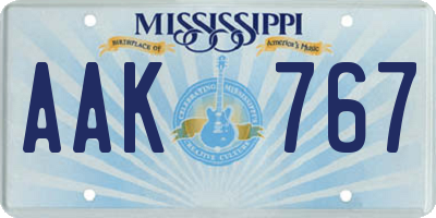 MS license plate AAK767