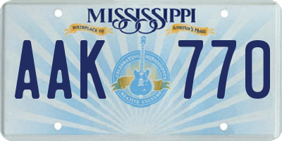 MS license plate AAK770