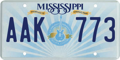 MS license plate AAK773