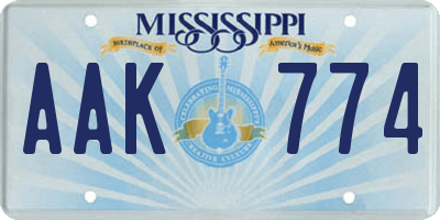 MS license plate AAK774