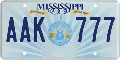 MS license plate AAK777