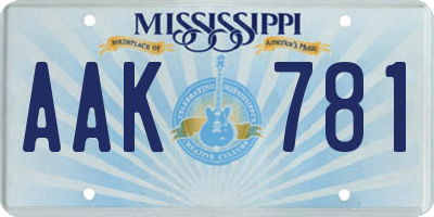 MS license plate AAK781