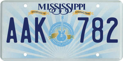 MS license plate AAK782