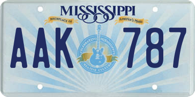 MS license plate AAK787