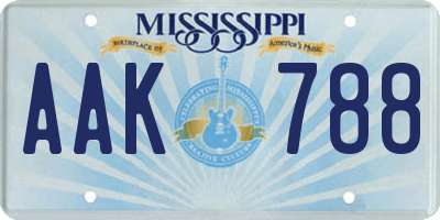 MS license plate AAK788