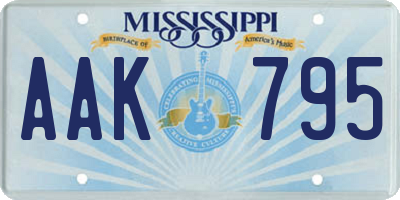 MS license plate AAK795