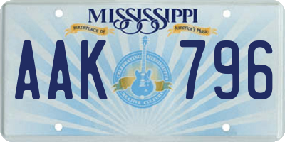 MS license plate AAK796