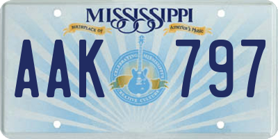 MS license plate AAK797