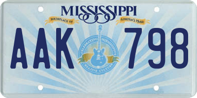 MS license plate AAK798