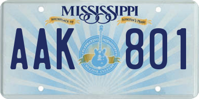 MS license plate AAK801