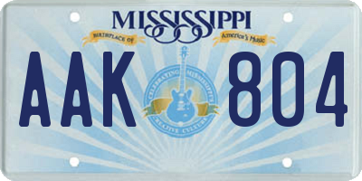 MS license plate AAK804