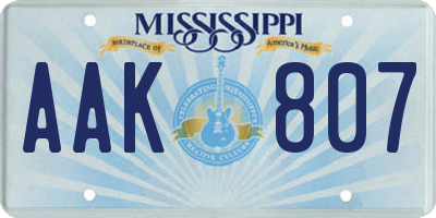 MS license plate AAK807