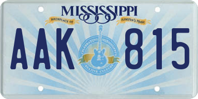 MS license plate AAK815