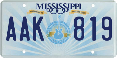 MS license plate AAK819