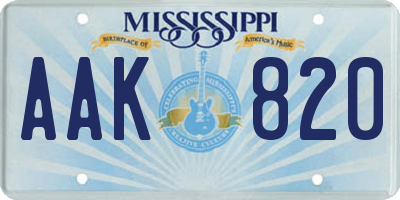 MS license plate AAK820