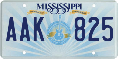 MS license plate AAK825