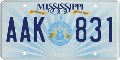 MS license plate AAK831