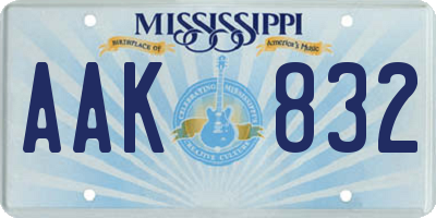 MS license plate AAK832