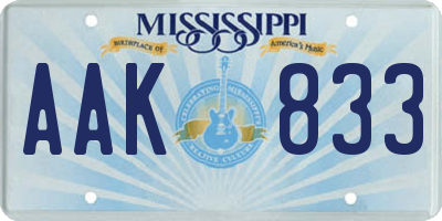 MS license plate AAK833