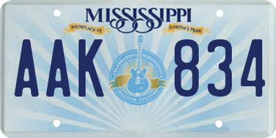 MS license plate AAK834