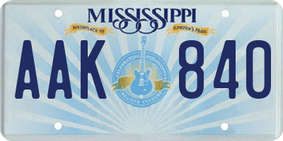 MS license plate AAK840