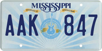 MS license plate AAK847