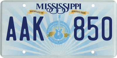 MS license plate AAK850