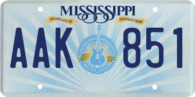 MS license plate AAK851