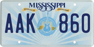 MS license plate AAK860