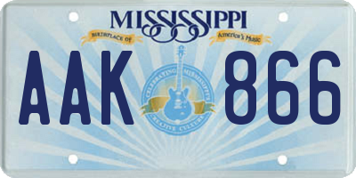 MS license plate AAK866