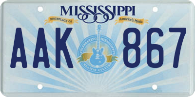 MS license plate AAK867