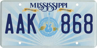 MS license plate AAK868