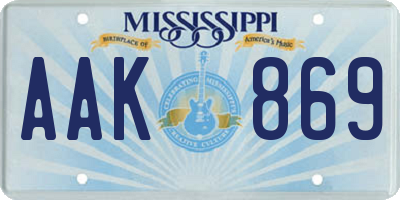 MS license plate AAK869