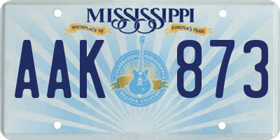 MS license plate AAK873