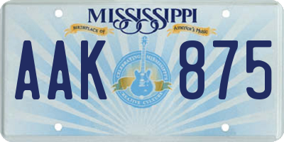 MS license plate AAK875