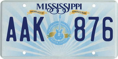 MS license plate AAK876