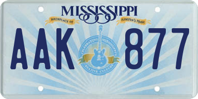 MS license plate AAK877