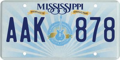 MS license plate AAK878