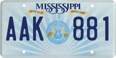 MS license plate AAK881