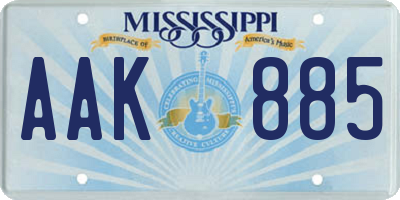 MS license plate AAK885