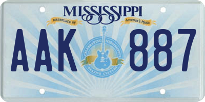 MS license plate AAK887