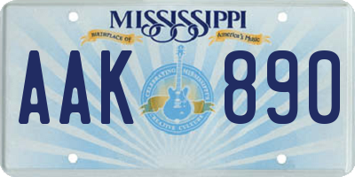 MS license plate AAK890