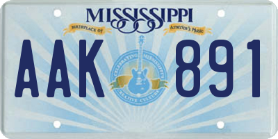 MS license plate AAK891