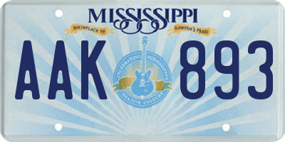 MS license plate AAK893