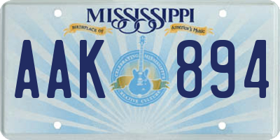 MS license plate AAK894