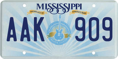 MS license plate AAK909