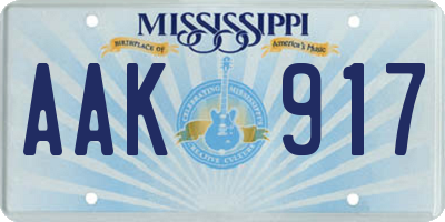 MS license plate AAK917