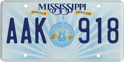 MS license plate AAK918