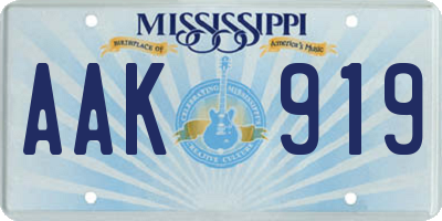 MS license plate AAK919